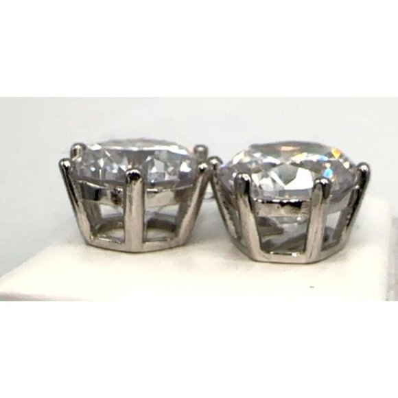 Cubic Zirconia Stud Earrings 925 Sterling Silver - Picture 8 of 10